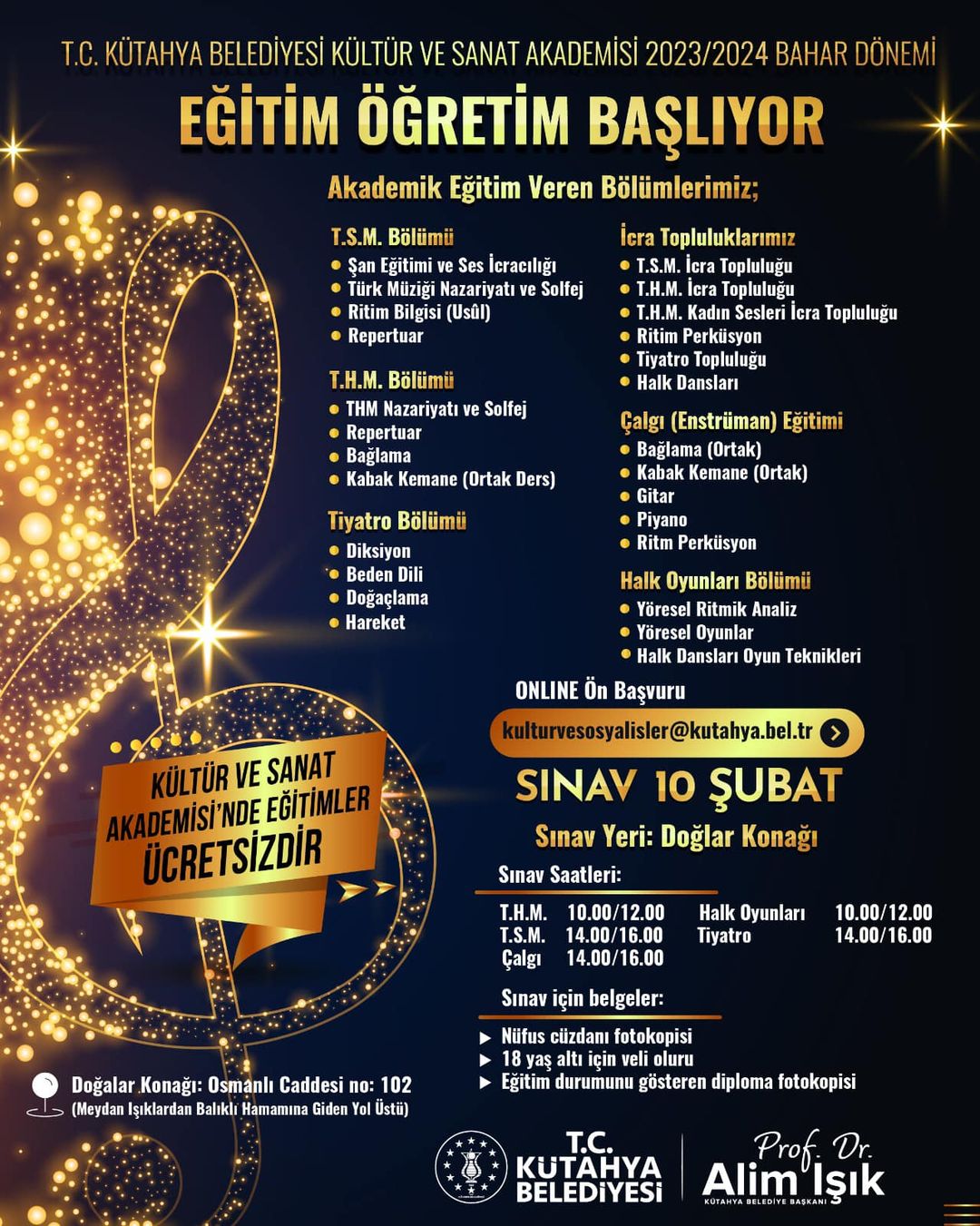 Kütahya Belediyesi Kültür ve Sanat Akademisi Bahar Dönemi Başvuruları Başladı!