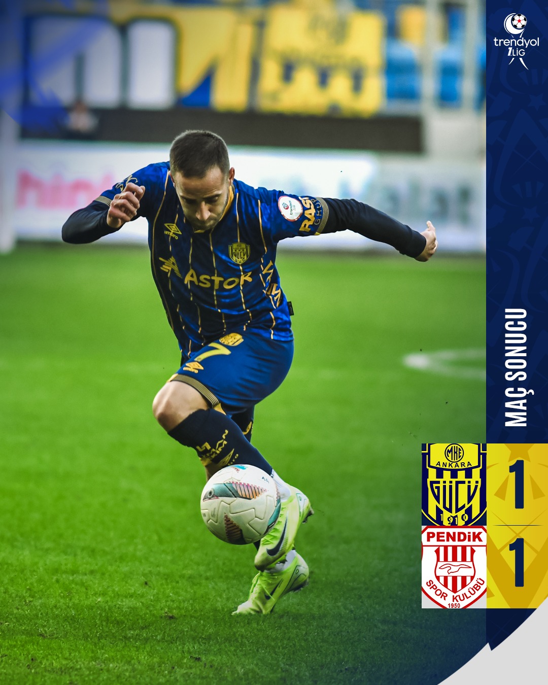MKE Ankaragücü ile Siltaş Yapı Pendikspor Arasındaki Maç 1-1 Berabere Sonuçlandı