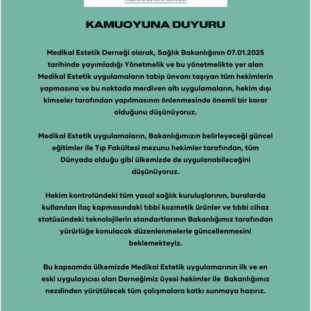 Medikal Estetik Derneği: Sağlık Bakanlığı'nın Yeni Yönetmeliği Değerlendirildi