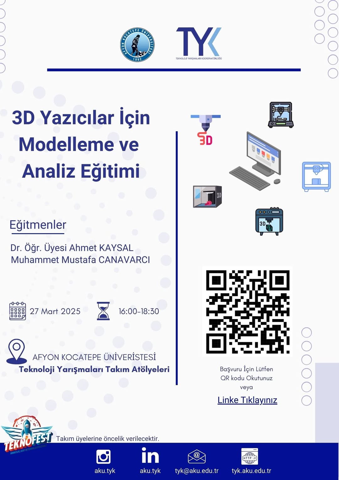 Afyon Kocatepe Üniversitesi'nde 3D Yazıcı Eğitimleri Başladı