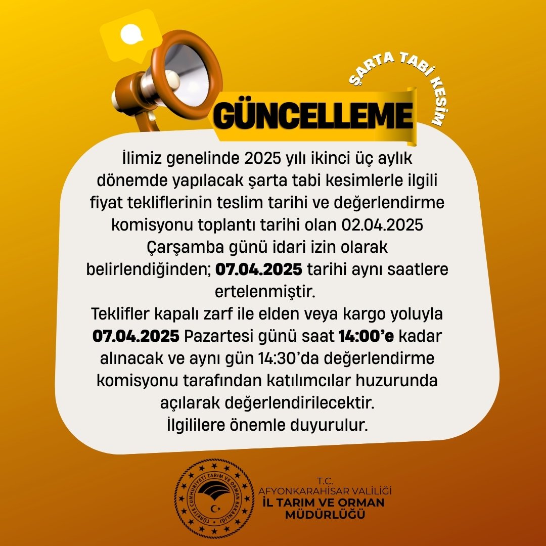 Afyonkarahisar'da Şarta Tabi Kesim Uygulaması Güncellendi