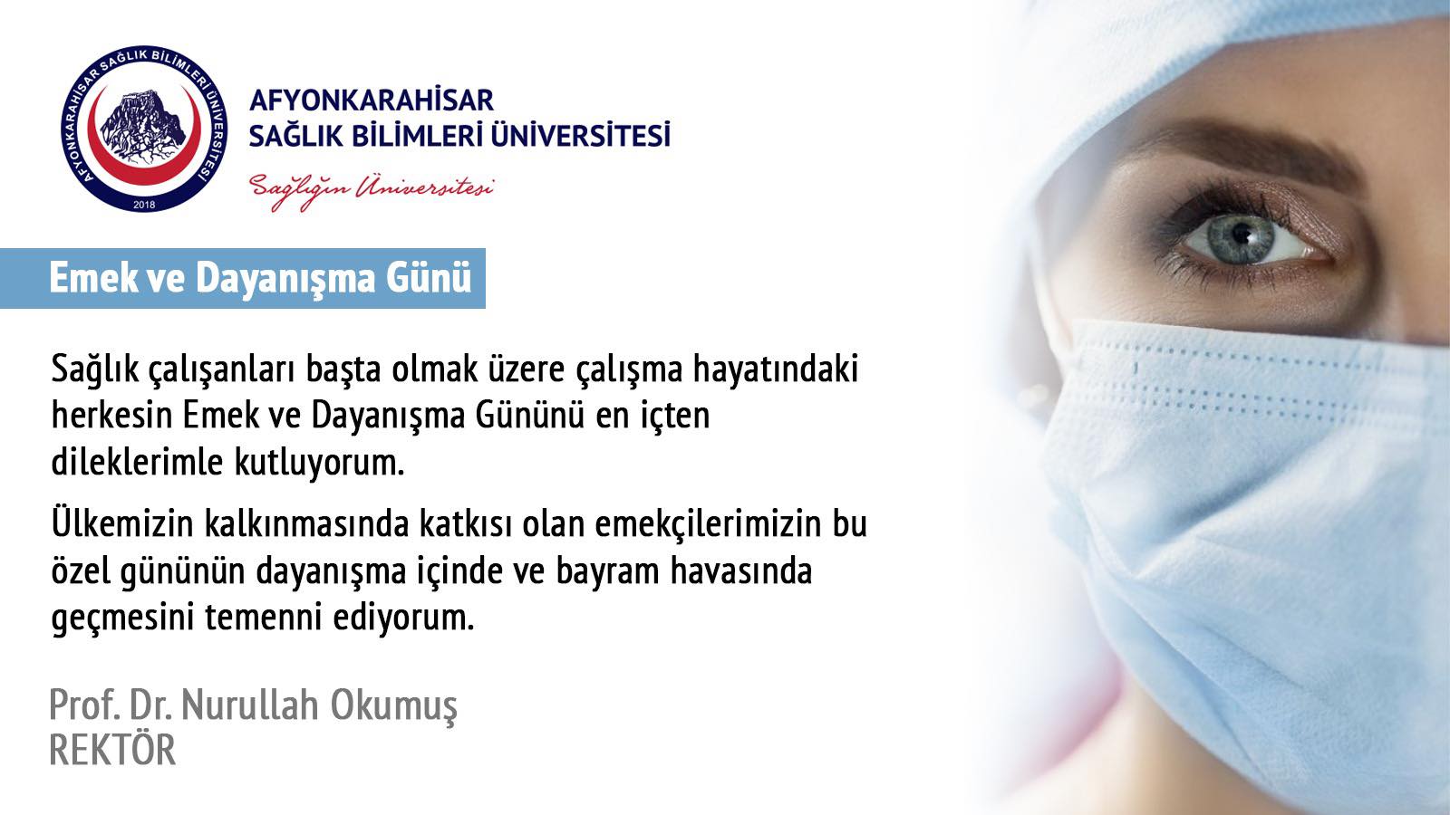 AFSÜ Rektörü Okumuş'tan Emek ve Dayanışma Günü Mesajı