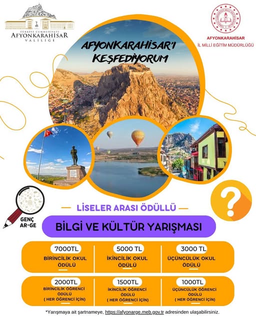 Afyonkarahisar'da Bilgi ve Kültür Yarışmasında Finale Kalan Okullar Belli Oldu