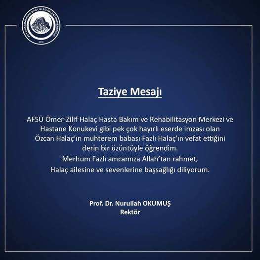 Afyonkarahisar Sağlık Bilimleri Üniversitesi'nde Keder Yüklü Günler