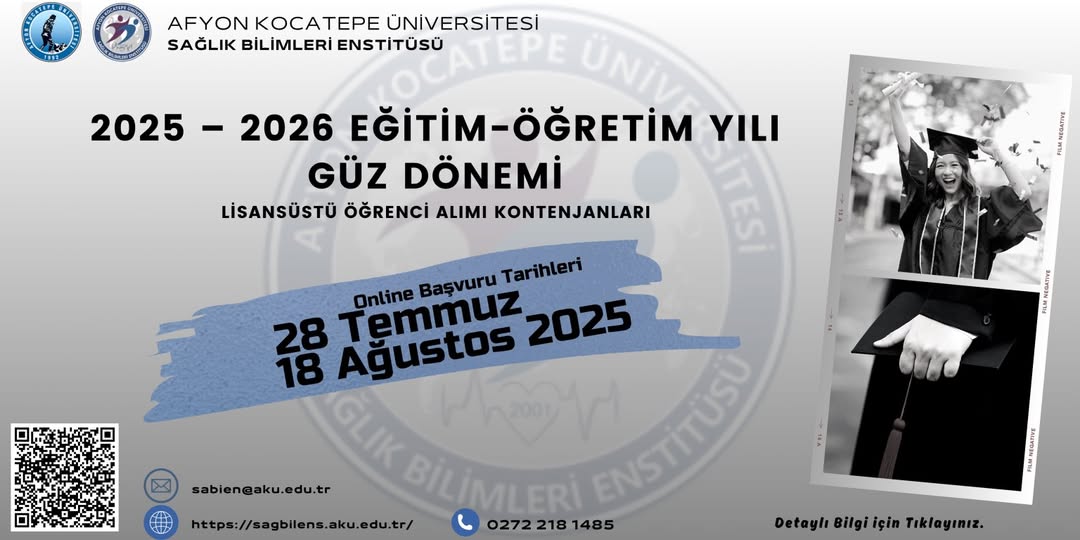Afyon Kocatepe Üniversitesi Sağlık Bilimleri Enstitüsü Lisansüstü Başvuruları Başladı