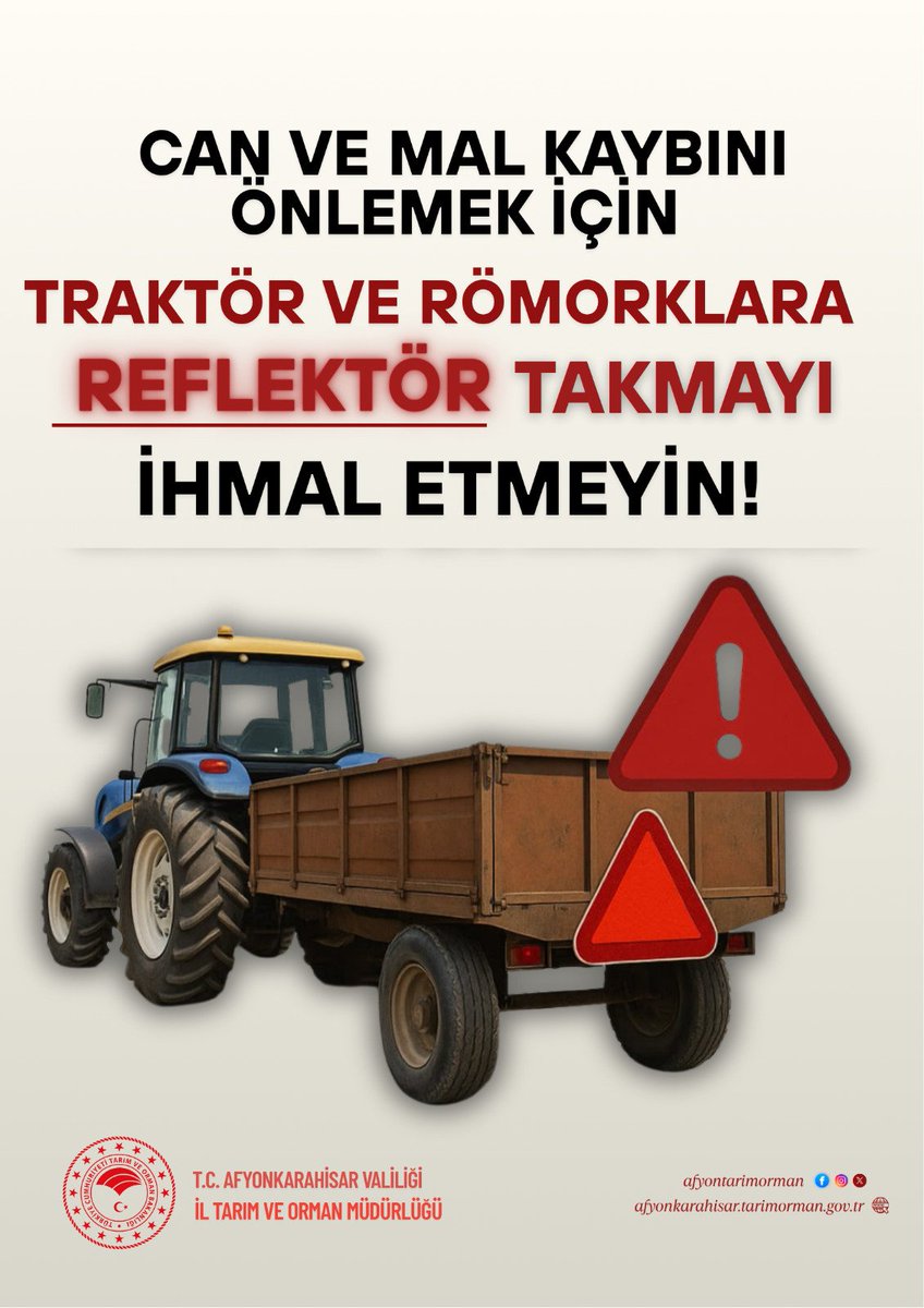 Afyonkarahisar'da Traktör ve Römorklara Reflektör Takma Uyarısı