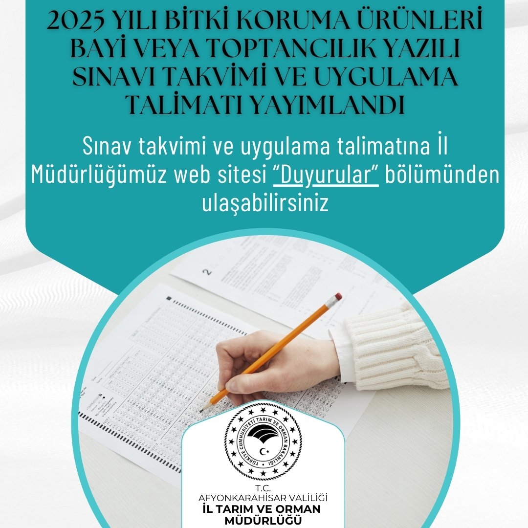 Afyonkarahisar'da Bitki Koruma Ürünleri Bayiliği Sınavı Takvimi Yayınlandı