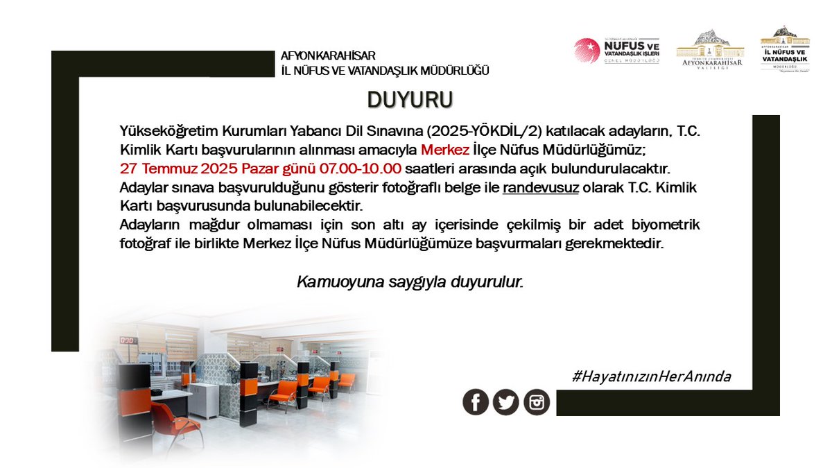 Afyonkarahisar'da 2025 YÖKDİL 2 Sınavı Duyurusu