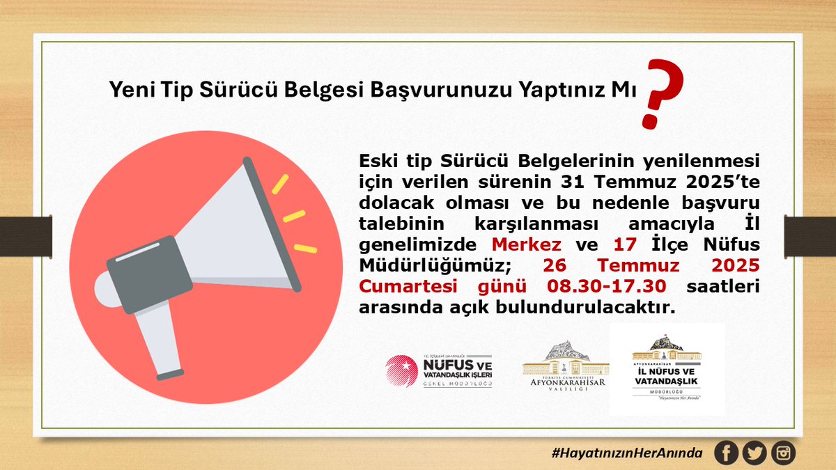 Afyonkarahisar İl Nüfus ve Vatandaşlık Müdürlüğü Vatandaşlara Hizmet Vermeye Devam Ediyor