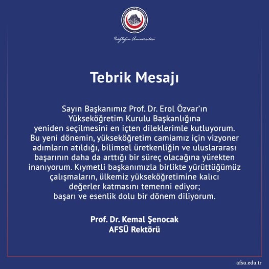 Afyonkarahisar Sağlık Bilimleri Üniversitesi'nden Başarıya Teşekkür