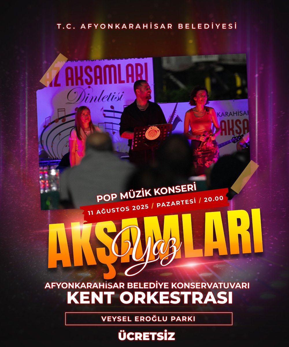 Afyonkarahisar'da Yaz Konserleri Devam Ediyor: Kent Orkestrası Veysel Eroğlu Parkı'nda Sahne Alıyor