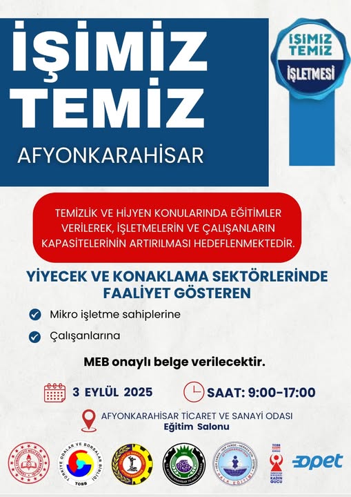 Afyonkarahisar'da İşimiz Temiz Projesi ile Hijyen Eğitimleri Başlıyor