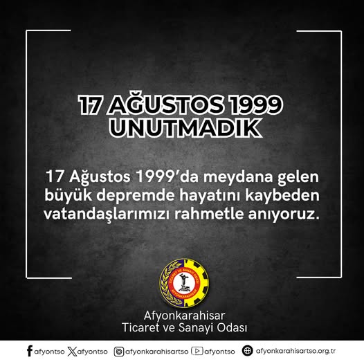 17 Ağustos Depremi: Afyonkarahisar TSO Anısını Yaşatıyor
