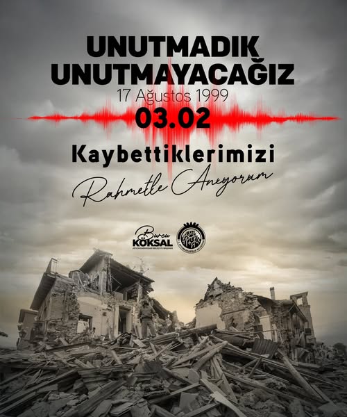 Afyonkarahisar Belediye Başkanı Köksal, 17 Ağustos Depremi'ni Anma Gününde Mesaj Yayınladı
