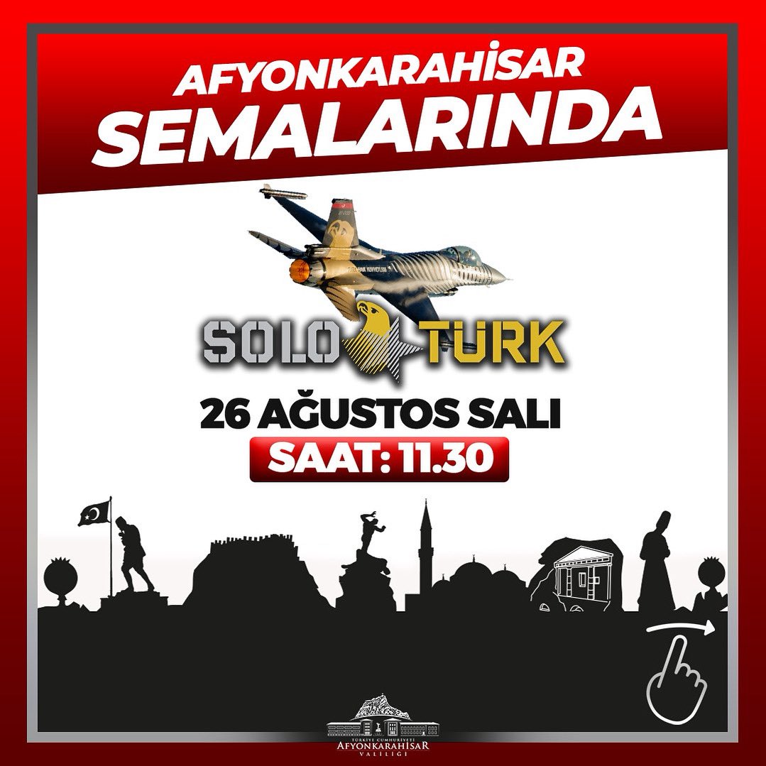 Afyonkarahisar Semalarında Selamlama Uçuşu: SOLOTÜRK Kocatepe'den Hafta Sonuna Özel Gösteri