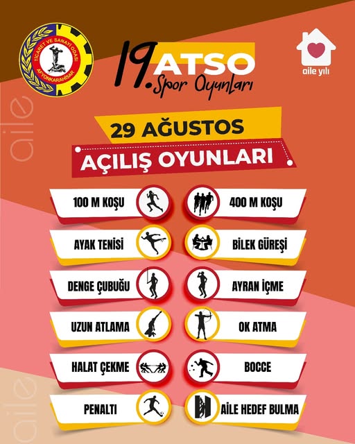 ATSO Spor Oyunları Açılışı 29 Ağustos'ta Gerçekleşecek
