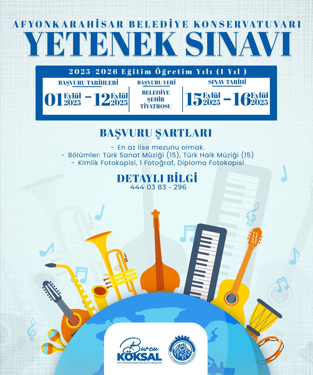 Afyonkarahisar Belediyesi Konservatuvarı 2025-2026 Eğitim Yılı Yetenek Sınavı Başladı