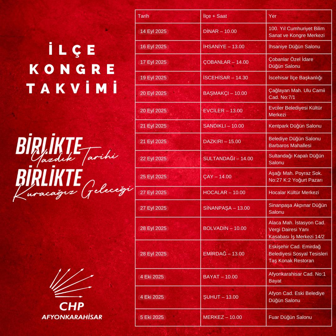 CHP Afyonkarahisar İlçe Kongre Takvimi Açıklandı