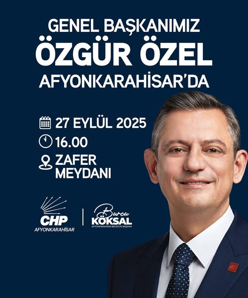 Afyonkarahisar'da Cumhuriyet Mitingi: CHP Genel Başkanı Özgür Özel Zafer Meydanı'nda