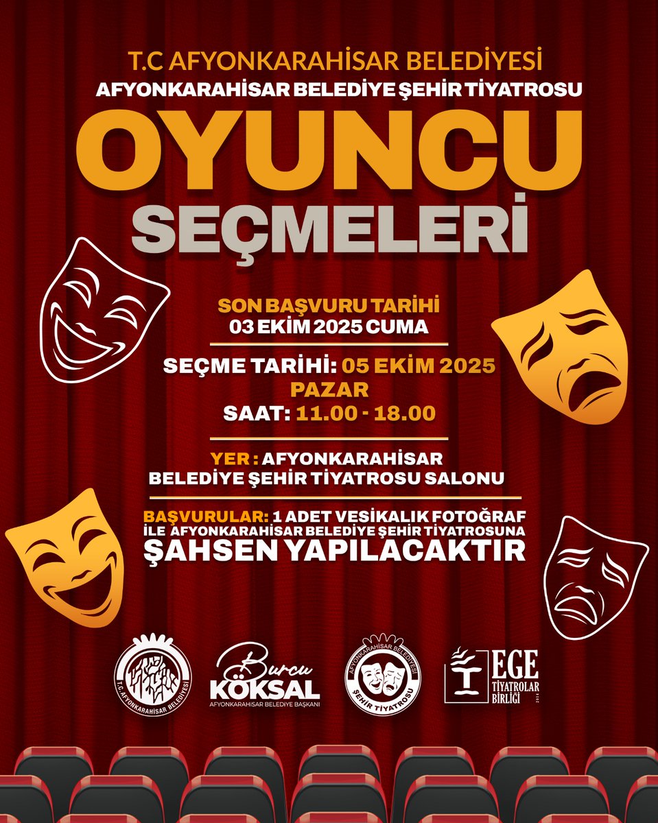 Afyonkarahisar Belediyesi Şehir Tiyatrosu Oyuncu Seçmeleri Başladı