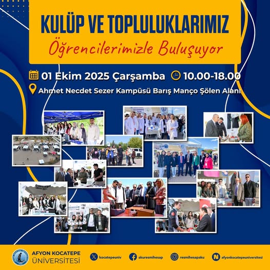 Afyon Kocatepe Üniversitesi'nde Kulüp ve Topluluk Tanıtım Günleri Başlıyor