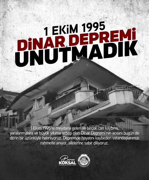 Afyonkarahisar Belediye Başkanı'ndan Dinar Depremi Anma Mesajı